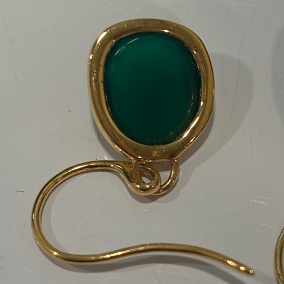 Monica Vinader Gold Plated Vermeil Silver Siren Green Onyx Drop Earrings - Picture 8 of 14